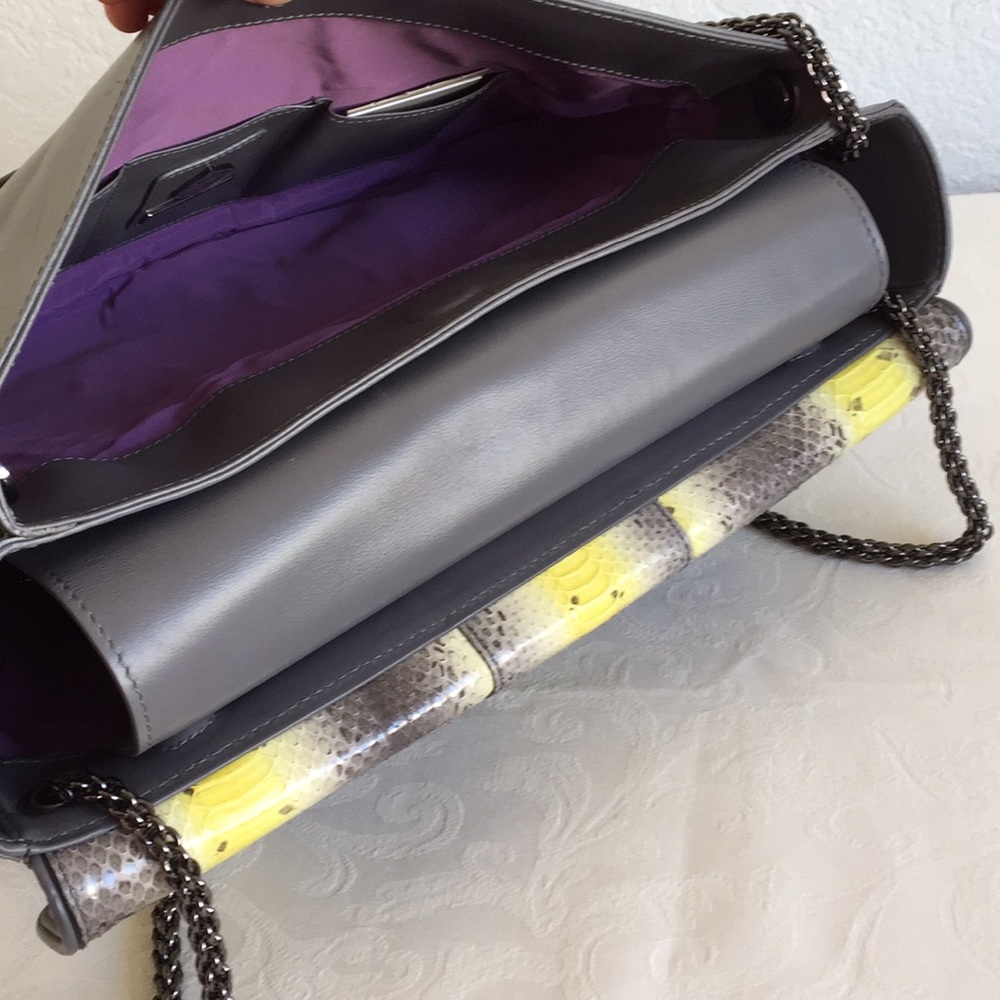 Baraboux Leather And Python Chain Strap Bag - image 5